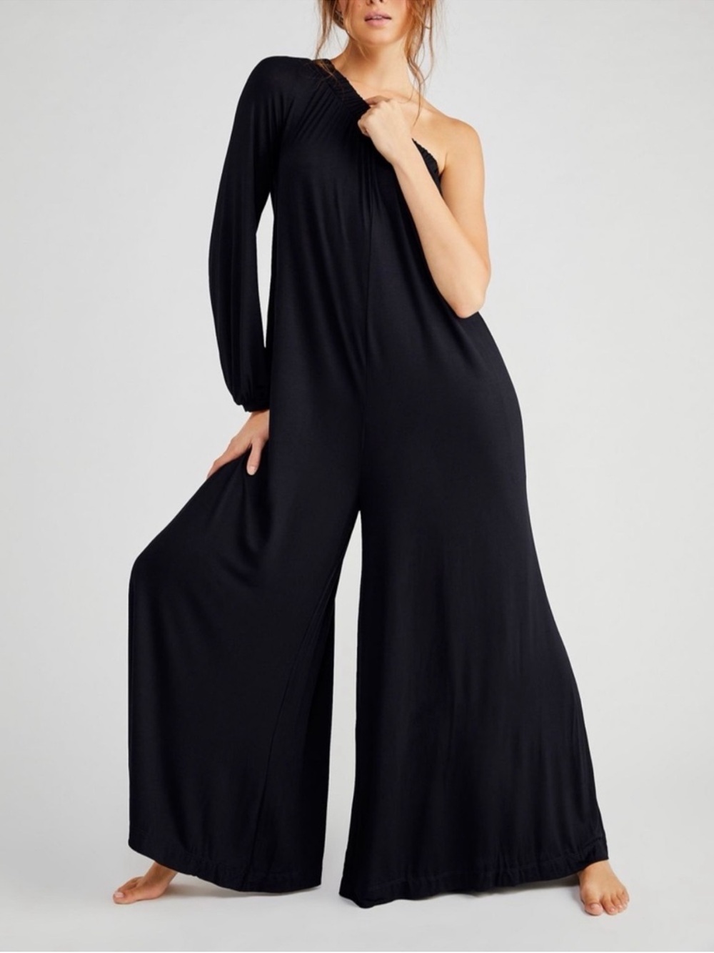 Free People Beach Black Sunday stroll one shoulder romper size medium NWT